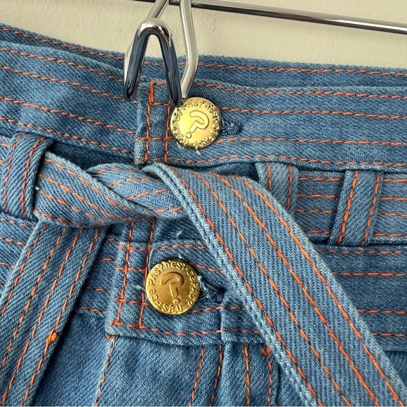 Vintage 70’s Nest-Ce Pas High Rise Belted Denim Shorts Rare - Picture 3 of 14